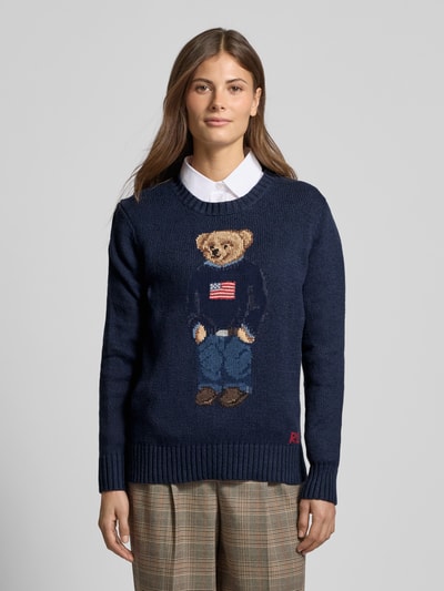 Polo Ralph Lauren Strickpullover mit Motiv-Stitching Modell 'BEAR' Marine 4