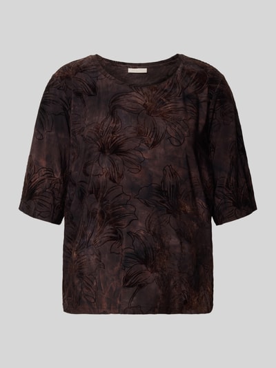 Productfoto, Blusenshirt im Allover-Look Modell 'SESSOLANA' van FREE/QUENT, donkere tinten, bloemmotief, regular fit, ronde hals, materiaal-mix met stretch, ruglengte bij maat S 56 cm