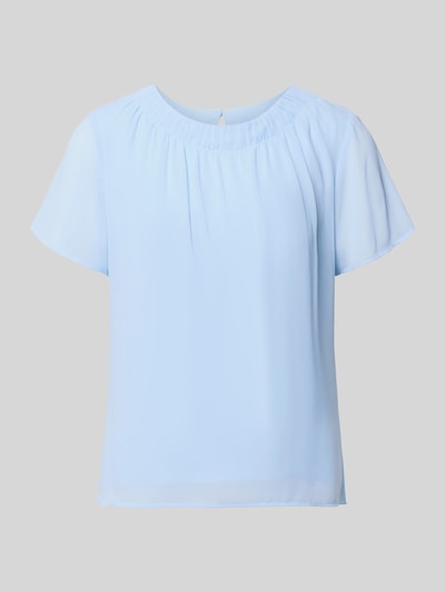 Produktfoto, Loose Fit Blusenshirt aus Chiffon von s.Oliver BLACK LABEL in Hellblau, unifarben, Kurzarm, runde Form, leichte Textur