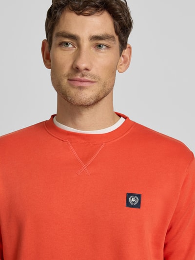 Lerros Sweatshirt mit Rundhalsausschnitt und Label-Patch Dunkelorange 3