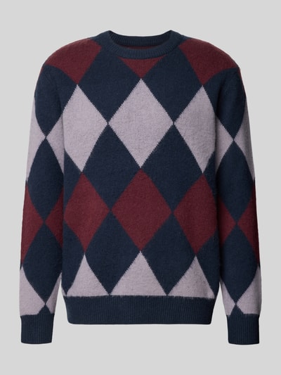 Wood Wood Gebreide pullover met ribboorden, model 'Jan' Marineblauw - 2