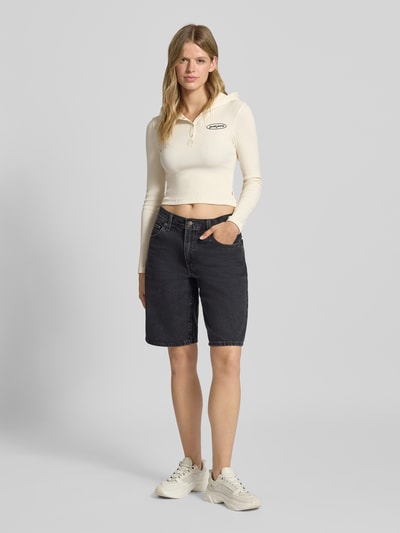 Guess Jeans Slim fit shirt met lange mouwen, capuchon en labelstitching Beige - 1