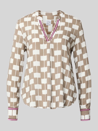 Emily Van den Bergh Regular Fit Bluse aus Viskose mit V-Ausschnitt Taupe 2