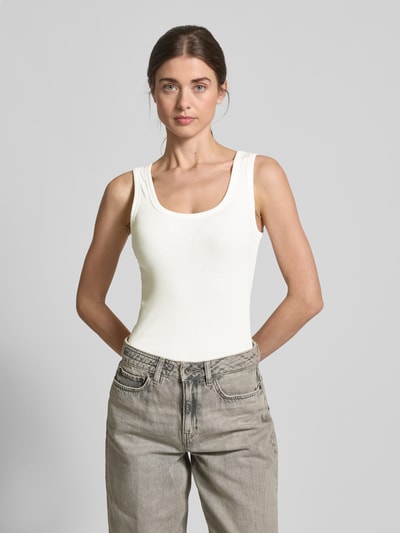 Milano Italy Tanktop mit gerippten Abschlüssen Offwhite 4