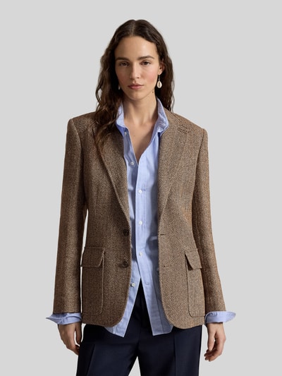 Polo Ralph Lauren Żakiet w kroju regular fit z mieszanki lnu z domieszką jedwabiu Camel melanż 4
