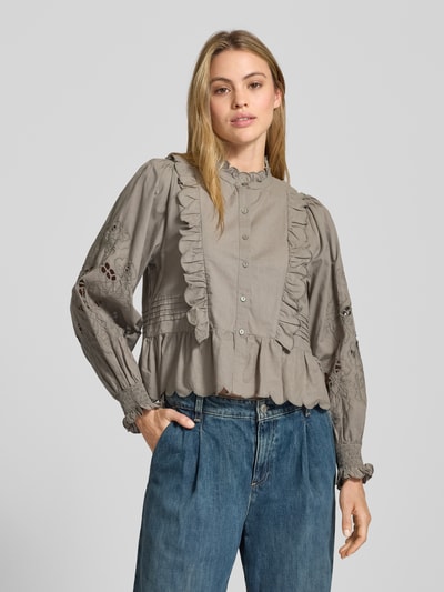 Neo Noir Blouse met lange mouwen en knoopsluiting Rietgroen - 4