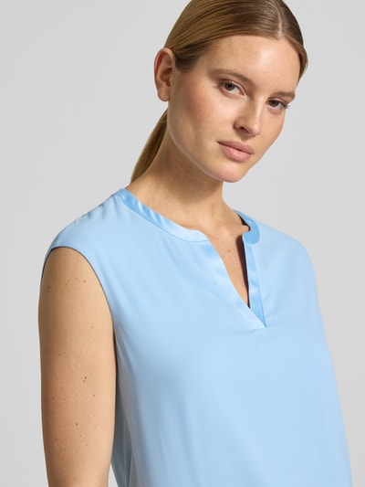COMMA T-Shirt aus Viskose-Elasthan-Mix mit V-Ausschnitt Blau 3