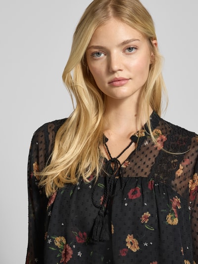 Only Regular fit blouse met mandarijnkraag, model 'TESSA' Zwart - 3