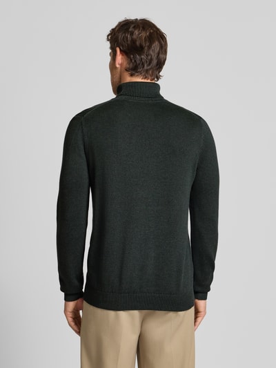 Christian Berg Men Slim fit pullover van een mix van katoen en wol  Donkergroen gemêleerd - 5