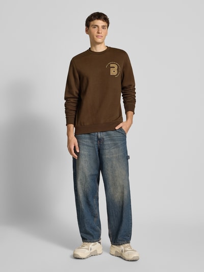 Blend Sweatshirt met labeldetail, model 'FLORIAN' Donkerbruin - 1