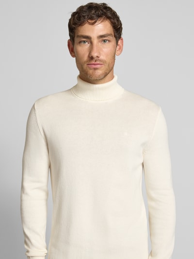 Christian Berg Men Slim fit pullover van een mix van katoen en wol  Offwhite gemêleerd - 3