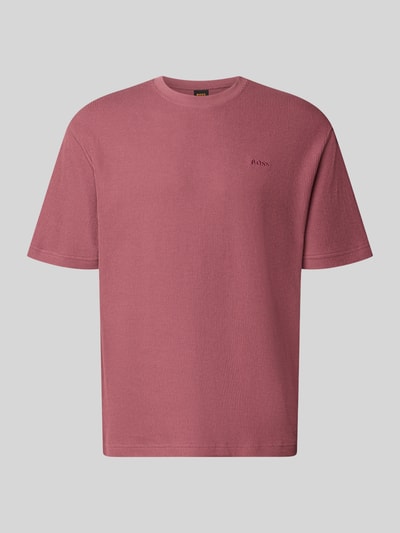 Produktfoto, Regular Fit T-Shirt aus reiner Baumwolle Modell 'Te_Rib' von BOSS für BOSS Orange in Altrosa mit feiner Rippstruktur vor neutralem Hintergrund