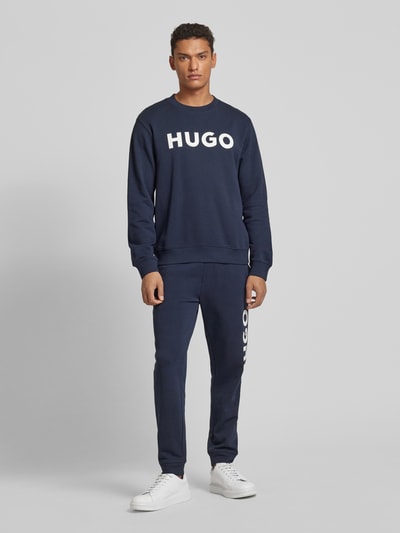 HUGO Sweatshirt met labeldetail, model 'Dem' Marineblauw - 1