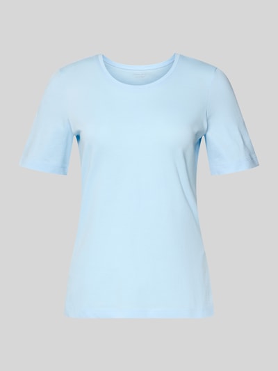 Produktfoto, T-Shirt mit Rundhalsausschnitt von Christian Berg Woman, jasnoniebieska bawełna, krój regular fit, 1/2 rękawa, długość pleców 60 cm w rozmiarze S