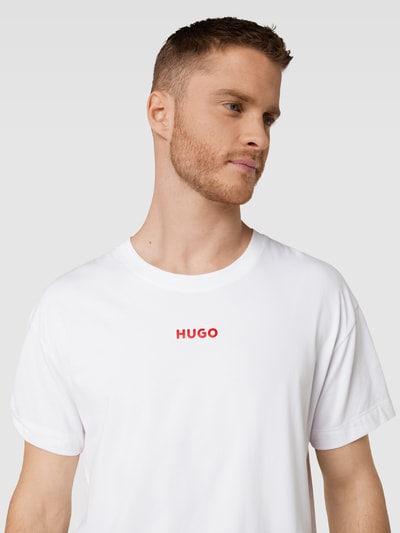 HUGO Oversized T-Shirt mit Label-Print Modell 'Linked' Weiss 3