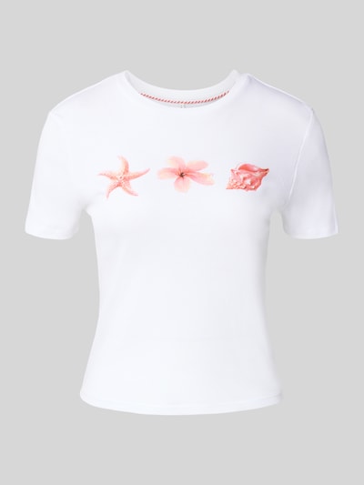 Produktfoto, Regular Fit T-Shirt aus reiner Bio-Baumwolle Modell 'PRINCESS' von Only, weißes Jersey-Material, Foto-Print Motiv, unifarben