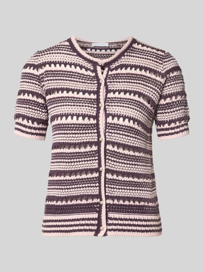 Productfoto, Cardigan mit 1/2-Arm und Rundhalsausschnitt van Rich & Royal, grof gebreid katoen, regular fit, knoopsluiting, strepenmotief