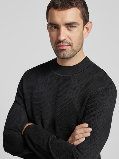 HUGO Strickpullover mit Rundhalsausschnitt Modell 'Sylor' Black 3