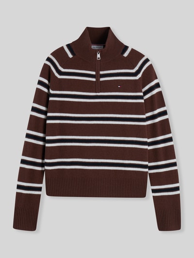 Tommy Hilfiger Troyer aus Wolle mit Logo-Detail Dunkelbraun 2