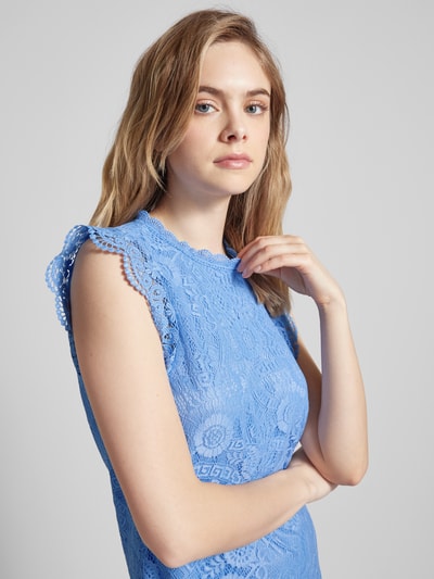 Pieces Kanten jurk met ronde hals, model 'OLLINE' Bleu - 3