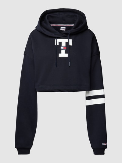 Tommy Jeans Cropped Hoodie mit Logo Badge Modell LETTERMAN FLAG blau online kaufen