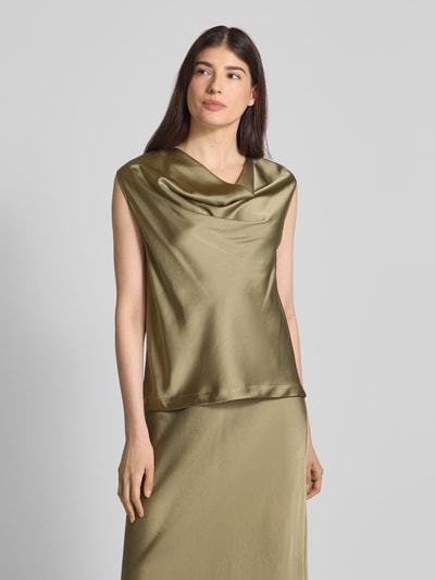 s.Oliver BLACK LABEL Loose Fit Satinbluse aus Viskose-Mix Khaki 4