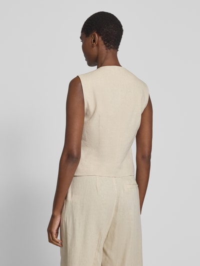 mbyM Linnen gilet met V-hals, model 'Flavio' Beige - 5