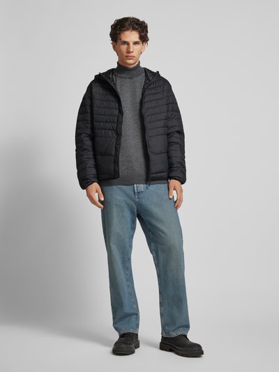 Jack & Jones Gewatteerd jack met capuchon, model 'ESTATE' Zwart - 1