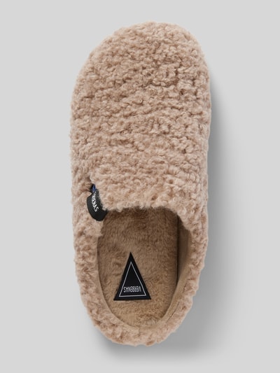 Verbenas Slippers met imitatiebont, model 'YORK CURLY' Camel - 3