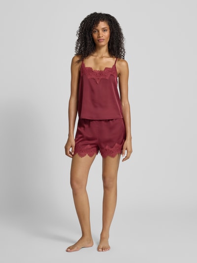 Jake*s Casual Trägertop aus Satin mit Spitzenbesatz Bordeaux 1