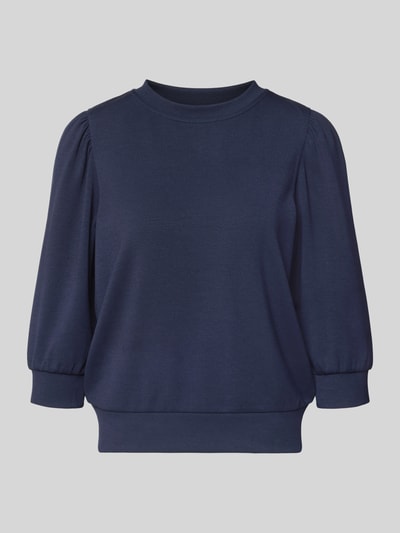 Produktfoto, Loose Fit Sweatshirt mit 3/4-Arm von Rich & Royal, modal z domieszką stretchu, elastyczne wykończenia, rękawy balonowe, stójka, kolor granatowy, gładka tekstura