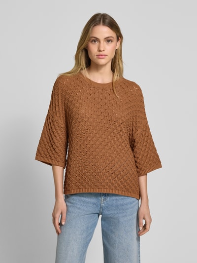 Jake*s Casual Sweter z dzianiny z rękawem o dł. 3/4 Średniobrązowy 4