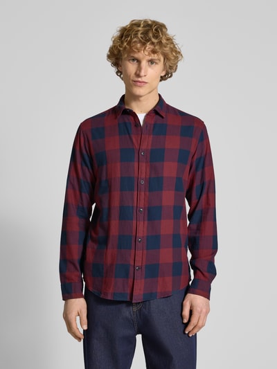 Jack & Jones Freizeithemd mit Knopfleiste Modell 'GINGHAM' Dunkelrot 4