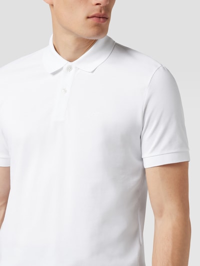 BOSS Poloshirt met labelstitching, model 'Pallas' Wit - 3