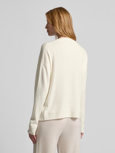 LIU JO SPORT Oversized Strickpullover mit gerippten Abschlüssen Offwhite 5