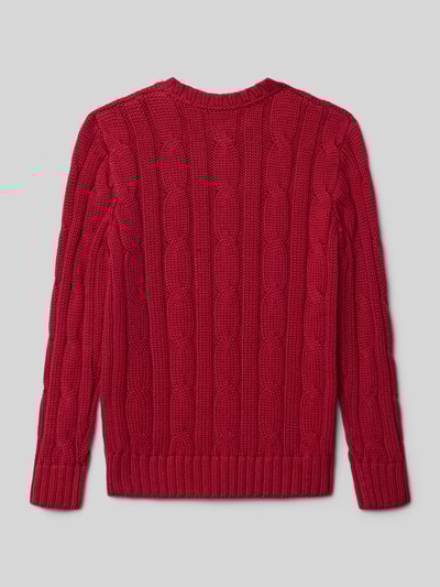 Polo Ralph Lauren Teens Sweter z dzianiny z prążkowanymi wykończeniami Ciemnoczerwony 3