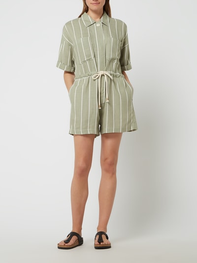 Mango Playsuit aus Viskose-Leinen-Mix Modell 'Fani' Oliv 1