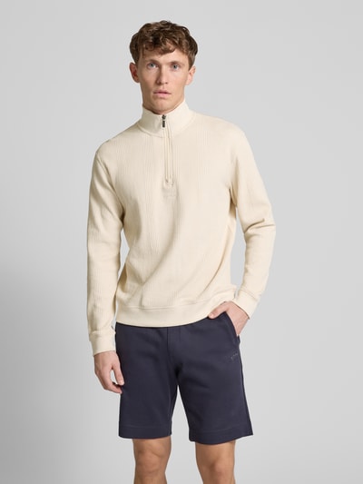 BOSS Sweatshirt mit Label-Stitching Ecru 4