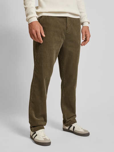 Calvin Klein Jeans Straight leg corduroy broek met achterzakken, model 'CORDUROY' Donkerbruin - 4