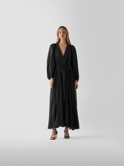 Forte Forte Maxikleid mit V-Ausschnitt Schwarz 1