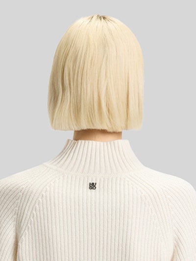 HUGO Sweter o luźnym kroju z mieszanki wełny z domieszką kaszmiru model ‘SORELLASIO’ Złamany biały 3