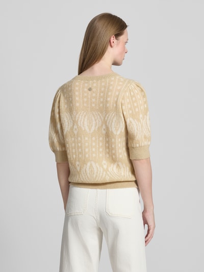 JOOP! Slim fit gebreide pullover met 1/2-mouwen, model 'Kathe' Beige - 5