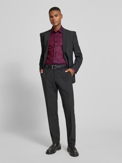 Christian Berg Men Regular Fit Businesshemd aus Baumwolle mit Kentkragen Bordeaux 1