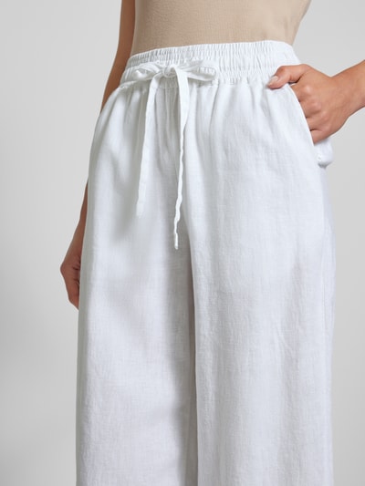 Soyaconcept Spodnie lniane rozkloszowane z tunelem model ‘Ina’ Biały 3