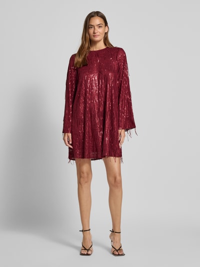 YAS Minikleid mit Rundhalsausschnitt Modell 'Lantra' Bordeaux 1