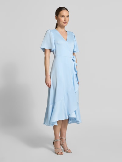 YAS Cocktailkleid mit Volantsaum Modell 'THEA' Hellblau 1