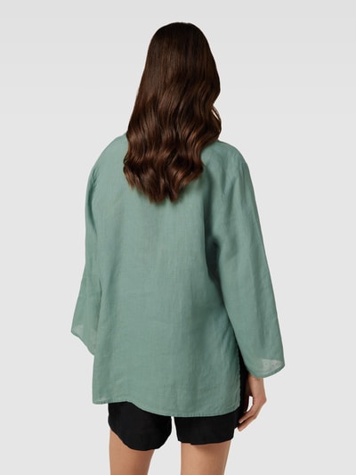 Drykorn Linnen blouse met V-hals, model 'ALENIA' Rietgroen - 5