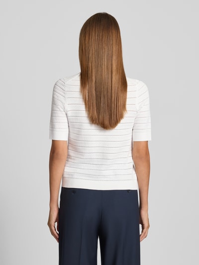 comma Strickpullover mit gerippten Abschlüssen Weiss 5