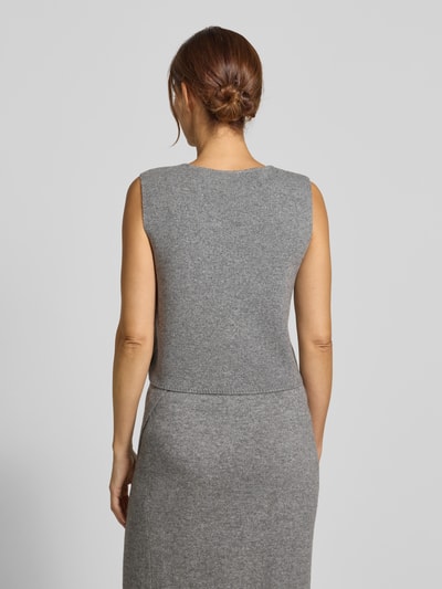 Oui Strickweste mit V-Ausschnitt Hellgrau Melange 5