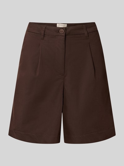 Produktfoto, Bermudas mit Gesäßtaschen Modell 'HAYE' von FREE/QUENT, braun, Material-Mix mit Viskose-Anteil, Regular-Fit, Knopf- und Reißverschluss, Bundweite 41 cm in Größe S, Innenbeinlänge 22 cm